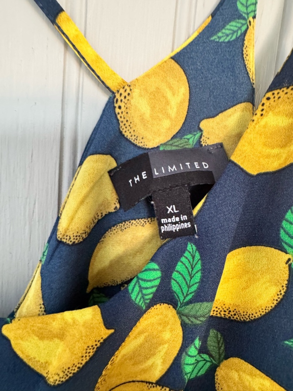 The Limited Navy Lemon Print Crisscross Camisole - Picture 2 of 5